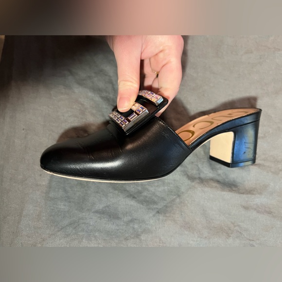 Gucci— Madelyn Malaga Crystal Square G Leather Mules 35 / 36 Block Heel - Picture 8 of 16